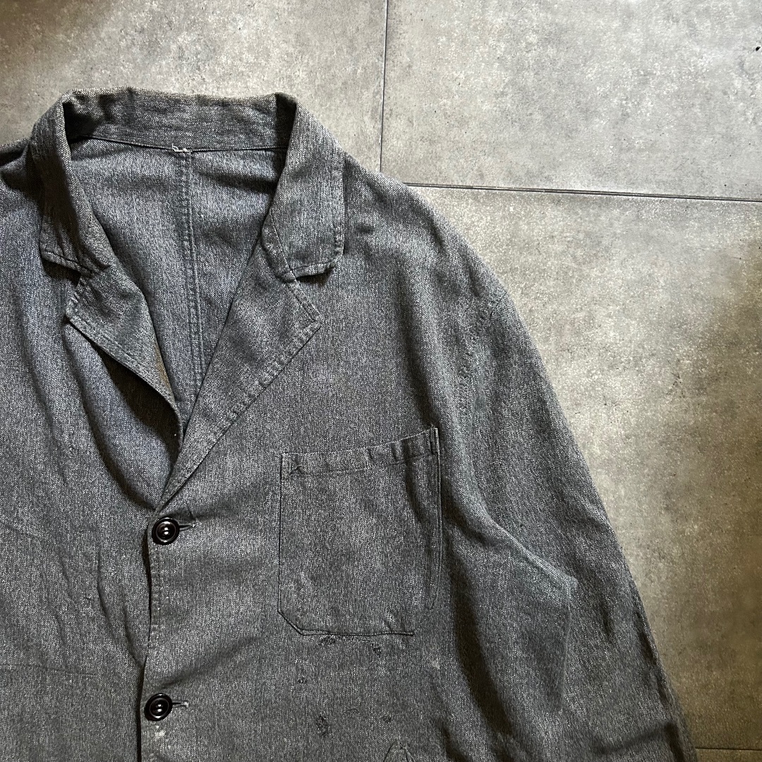 VINTAGE - 40s au molinel ブラックシャンブレー ワークコート VINTAGE - 40s au molinel ブラックシャンブレー ワークコート