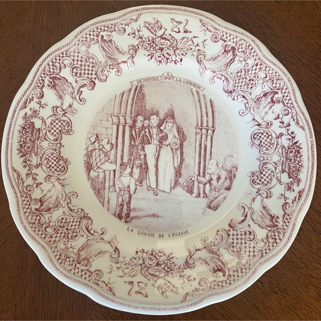 美品】フランス製 ジアン☆マリアージュ☆飾り皿 6枚(貫入なし) 美品】フランス製 ジアン☆マリアージュ☆飾り皿 6枚(貫入なし)