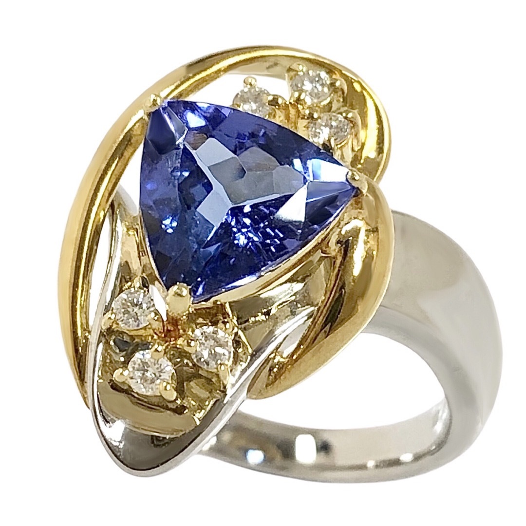 タンザナイト 1.66ct Pt900 K18 ダイヤモンド ダイヤ リング タンザナイト 1.66ct Pt900 K18 ダイヤモンド ダイヤ リング