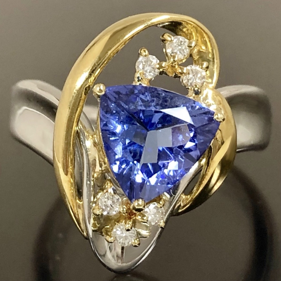 タンザナイト 1.66ct Pt900 K18 ダイヤモンド ダイヤ リング タンザナイト 1.66ct Pt900 K18 ダイヤモンド ダイヤ リング
