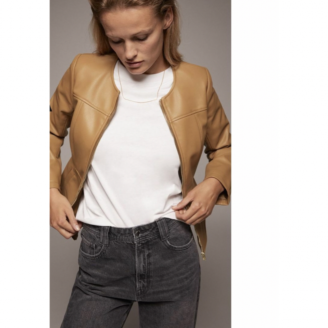 ZARA - ZARA ザラ ジャケット ノーカラー フェイクレザー ZARA - ZARA ザラ ジャケット ノーカラー フェイクレザー
