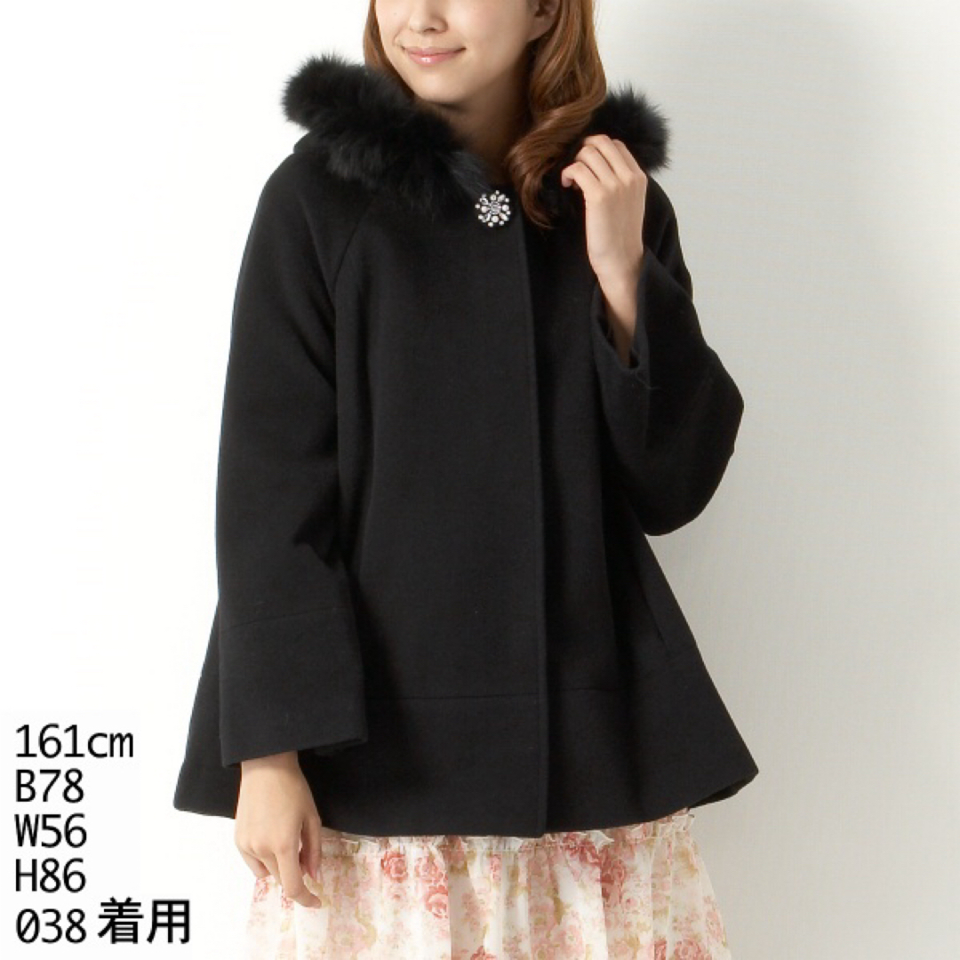LAISSE PASSE - LAISSE PASSE 黒 ファー付きAラインウールコート LAISSE PASSE - LAISSE PASSE 黒 ファー付きAラインウールコート