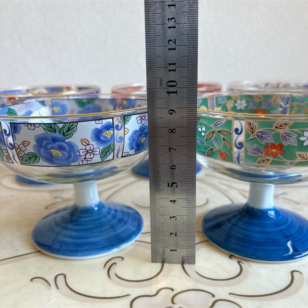 有田焼 - 三洋陶器 龍峰窯 林斎 絵変わり ガラスデザート鉢揃 5 有田焼 - 三洋陶器 龍峰窯 林斎 絵変わり ガラスデザート鉢揃 5