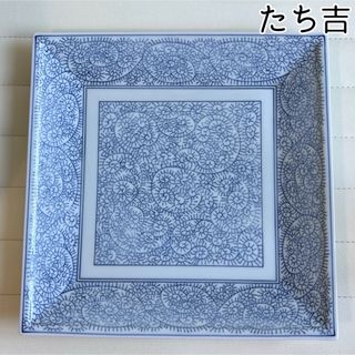 タチキチ(たち吉)のたち吉　橘吉　染付蛸唐草　大皿　角皿　盛皿　古伊万里　お正月　白磁　正角皿(食器)