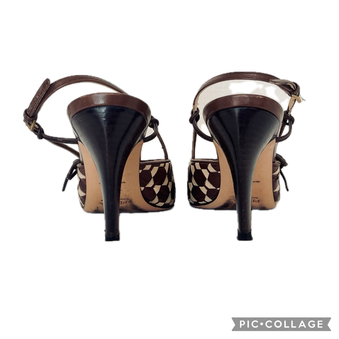 PRADA - 未使用に近い☆ PRADA ブラウン×白サンダル37(23.5)の PRADA - 未使用に近い☆ PRADA ブラウン×白サンダル37(23.5)の