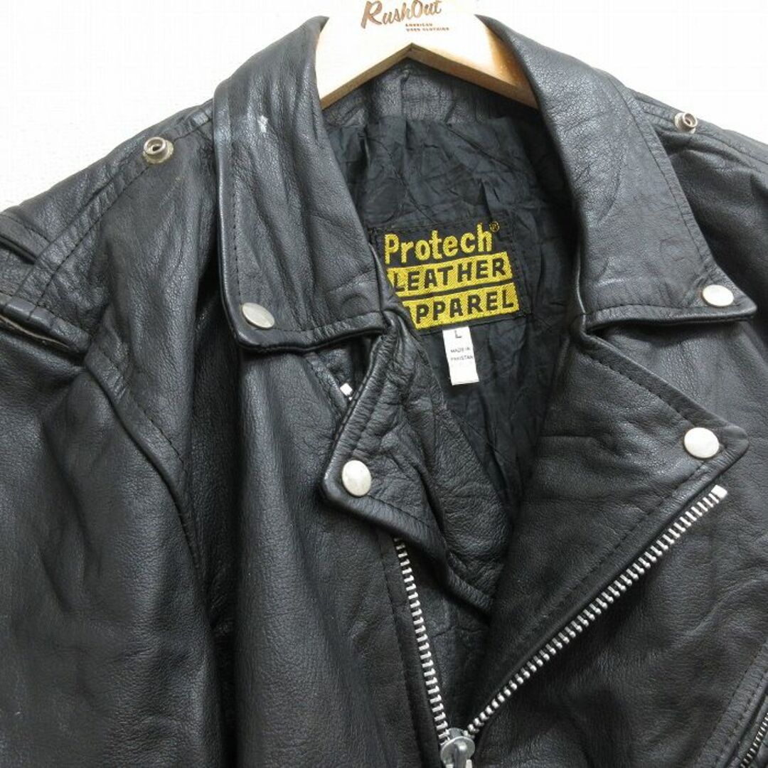 XL☆古着 長袖 レザー ジャケット メンズ ダブルライダース 黒 XL☆古着 長袖 レザー ジャケット メンズ ダブルライダース 黒
