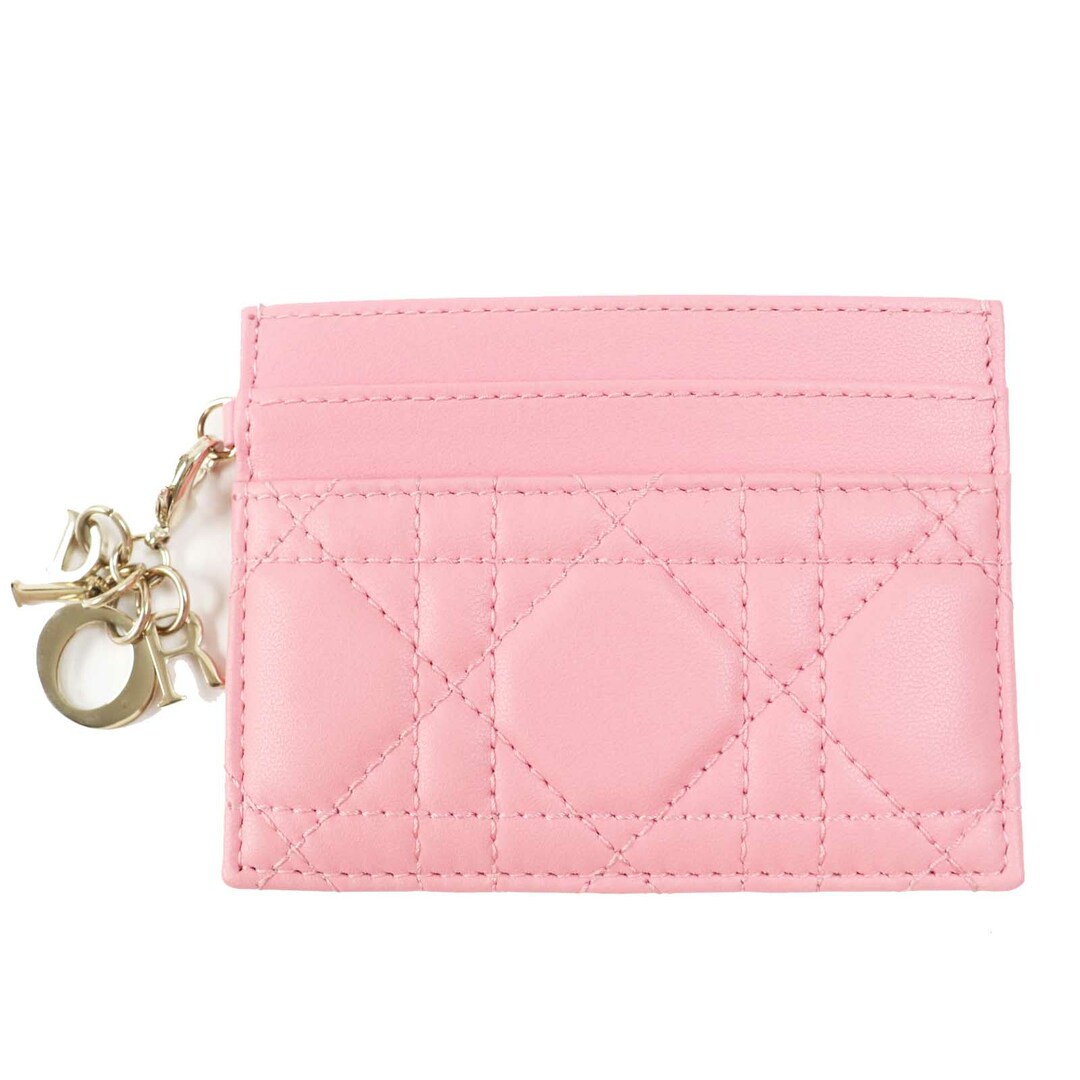 Christian Dior - 極美品◎Christian Dior クリスチャンディオール S09740NMJ レディディオール フリージア 現行品 レザー カードケース ピンク ゴールド金具 イタリア製 レディース 定価57,000円