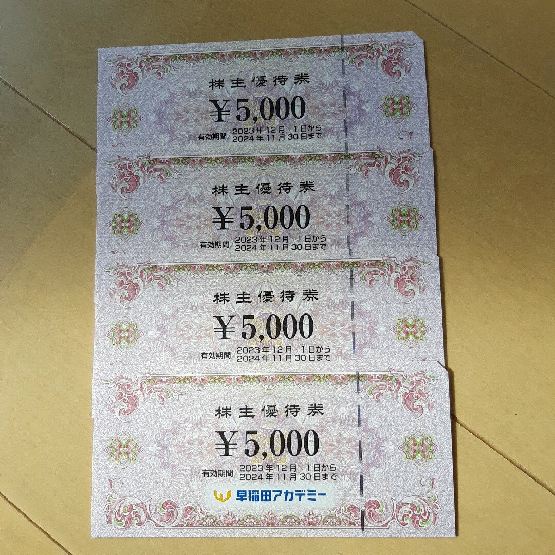 早稲田アカデミー 株主優待 2万円分 優待券/割引券 早稲田アカデミー 株主優待 2万円分 優待券/割引券