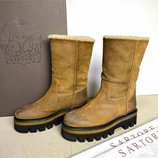 サルトル(SARTORE)の35 SARTORE ミドル　ブーツ　厚底　ブラウン　ショート　ムートン　ボア(ブーツ)