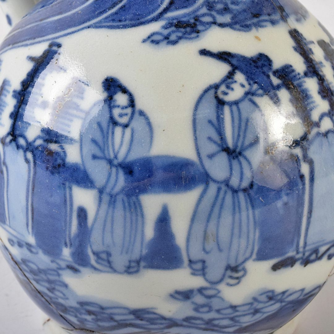 中国 青花 山水人物文 水注瓶 C R7882 中国 青花 山水人物文 水注瓶 C R7882