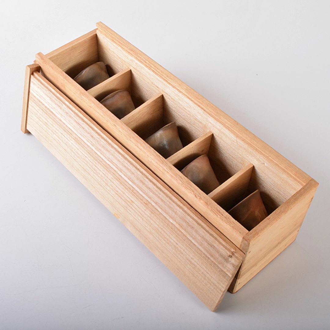 煎茶道具 備前焼 小西陶古作 煎茶碗 五客 共箱 D R7888 煎茶道具 備前焼 小西陶古作 煎茶碗 五客 共箱 D R7888