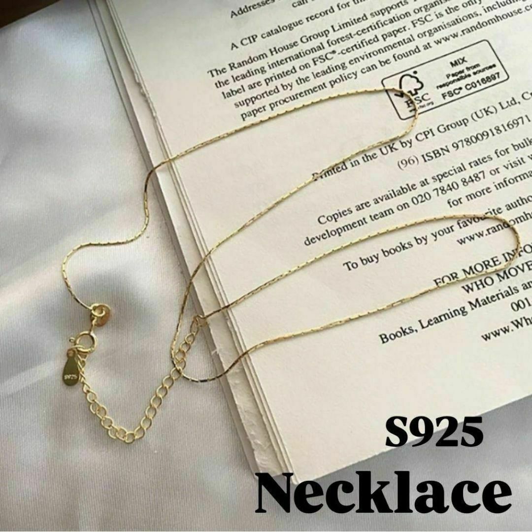 S925 レディース ネックレス ゴールド 極細 シンプル レディースのアクセサリー(ネックレス)の商品写真