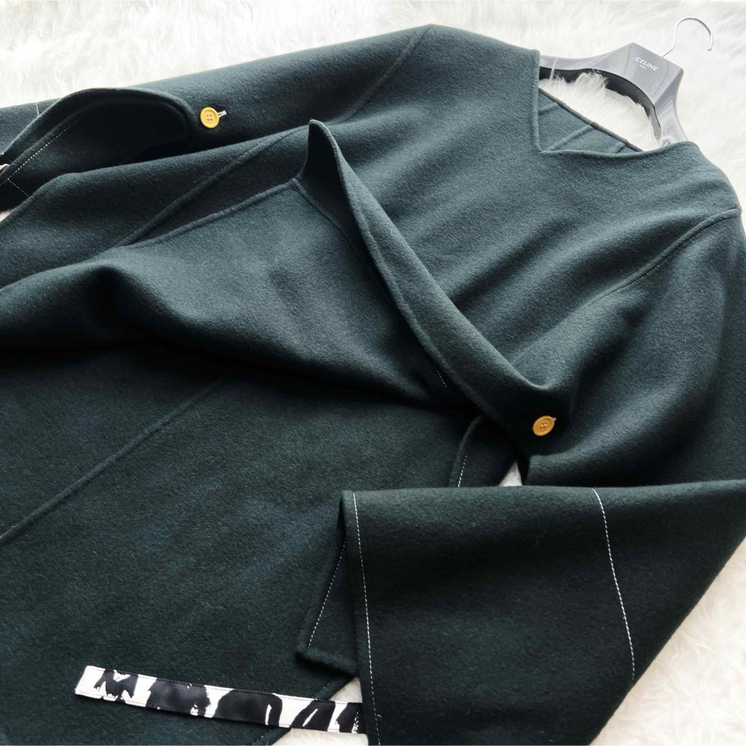 CELINE - 美品 CELINE セリーヌ カシミヤ グリーン ポンチョ CELINE - 美品 CELINE セリーヌ カシミヤ グリーン ポンチョ