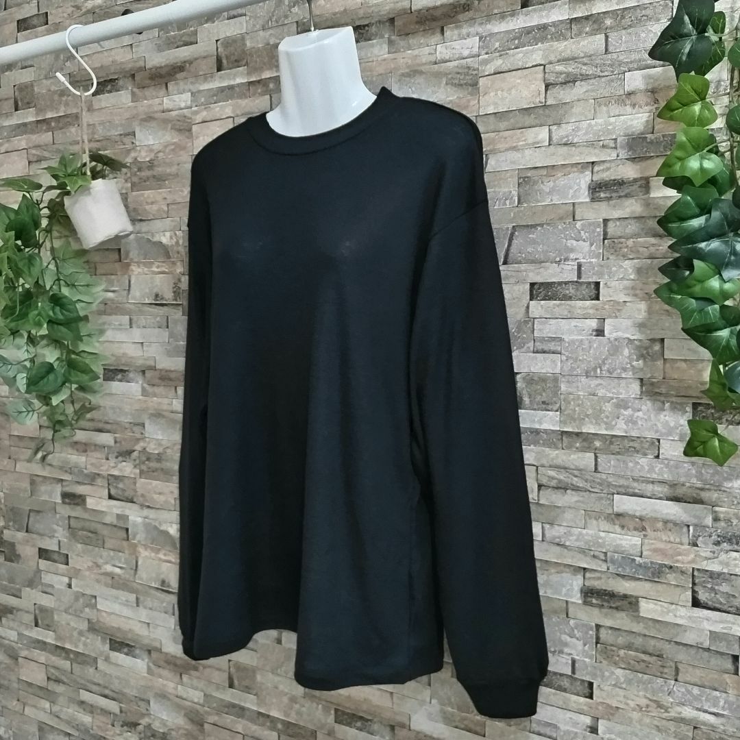 《新品》 ウール・付け衿クルーネック・ブラック（no0272）