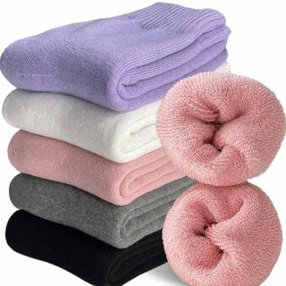 靴下 レディース ソックス 5足セット カラフル 冷え性 防寒 21-25cm(ソックス)