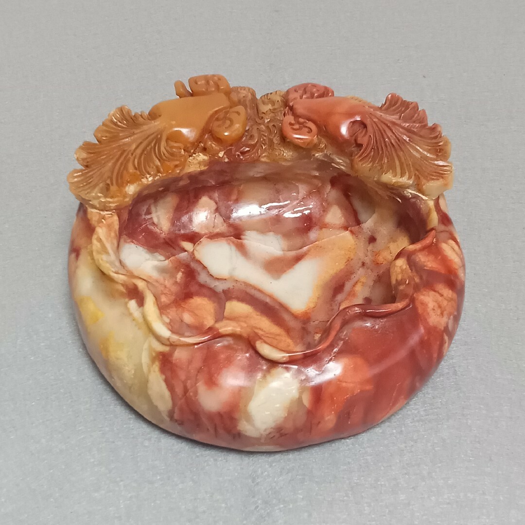 文房具 本物寿山石 芙蓉石 細工彫 蓮魚紋 筆洗い 筆添 墨池 激安 文房具 本物寿山石 芙蓉石 細工彫 蓮魚紋 筆洗い 筆添 墨池 激安