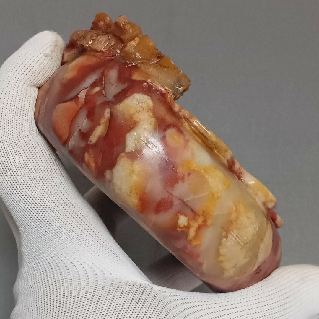 文房具 本寿山石 芙蓉石 蓮池金魚紋 物珍し 筆洗 墨池 在銘