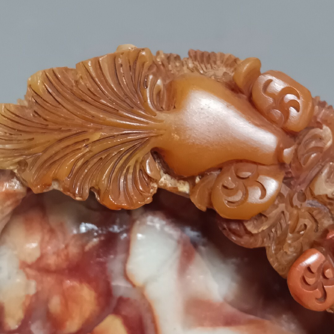 文房具 本物寿山石 芙蓉石 細工彫 蓮魚紋 筆洗い 筆添 墨池 文房具 本物寿山石 芙蓉石 細工彫 蓮魚紋 筆洗い 筆添 墨池