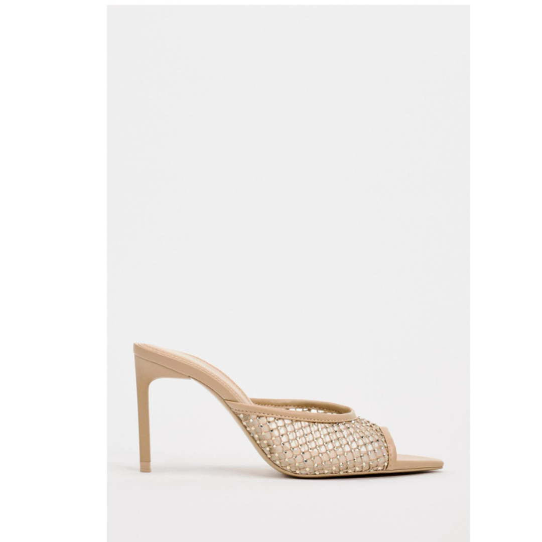 ZARA - ZARA ザラ ラインストーンメッシュハイヒールミュール ZARA - ZARA ザラ ラインストーンメッシュハイヒールミュール