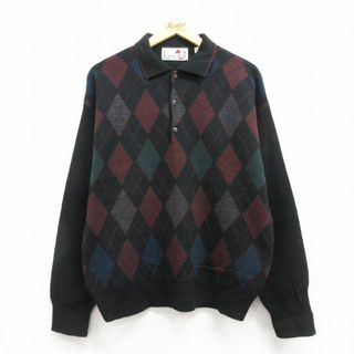 M☆古着 長袖 セーター メンズ 90年代 90s アーガイル 襟付き M☆古着 長袖 セーター メンズ 90年代 90s アーガイル 襟付き