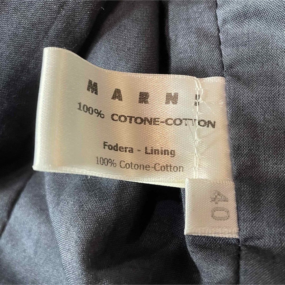 マルニ ロングコート フェルト ワッペン 総柄 ネイビー 綿 長袖 マルニ ロングコート フェルト ワッペン 総柄 ネイビー 綿 長袖