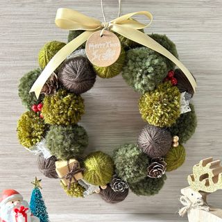毛糸玉/クリスマスリース/No.5グリーンブラウンSサイズ 2024年の 毛糸玉/クリスマスリース/No.5グリーンブラウンSサイズ 2024年の