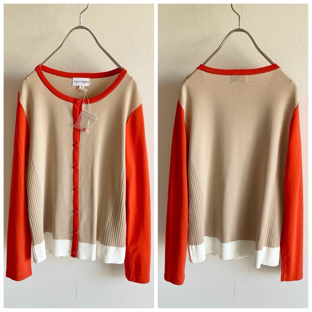 Courreges - クレージュ バイカラー ニット カーディガン 40 Courreges - クレージュ バイカラー ニット カーディガン 40