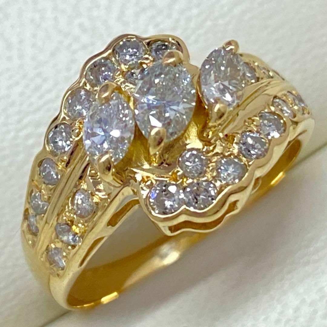 K18 天然ダイヤモンドリング D1.00ct サイズ13.3号 幅広 3.9g K18 天然ダイヤモンドリング D1.00ct サイズ13.3号 幅広 3.9g