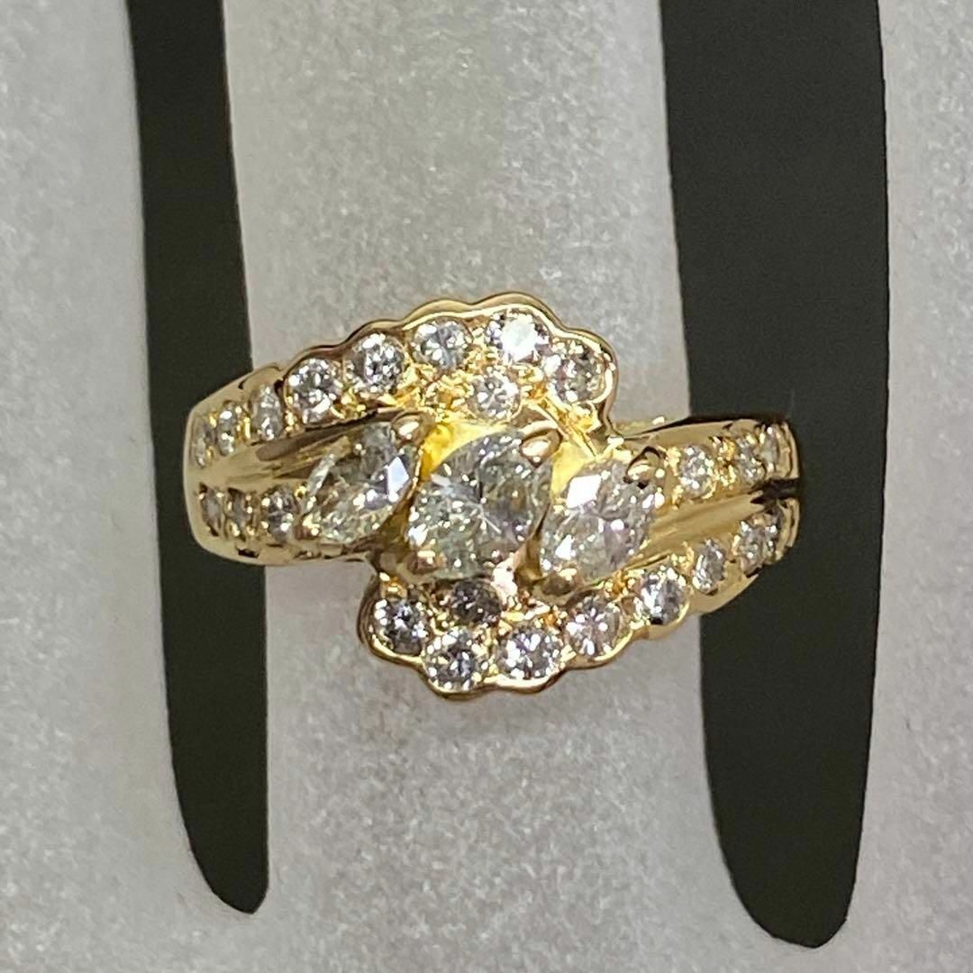 K18 天然ダイヤモンドリング D1.00ct サイズ13.3号 幅広 3.9g K18 天然ダイヤモンドリング D1.00ct サイズ13.3号 幅広 3.9g