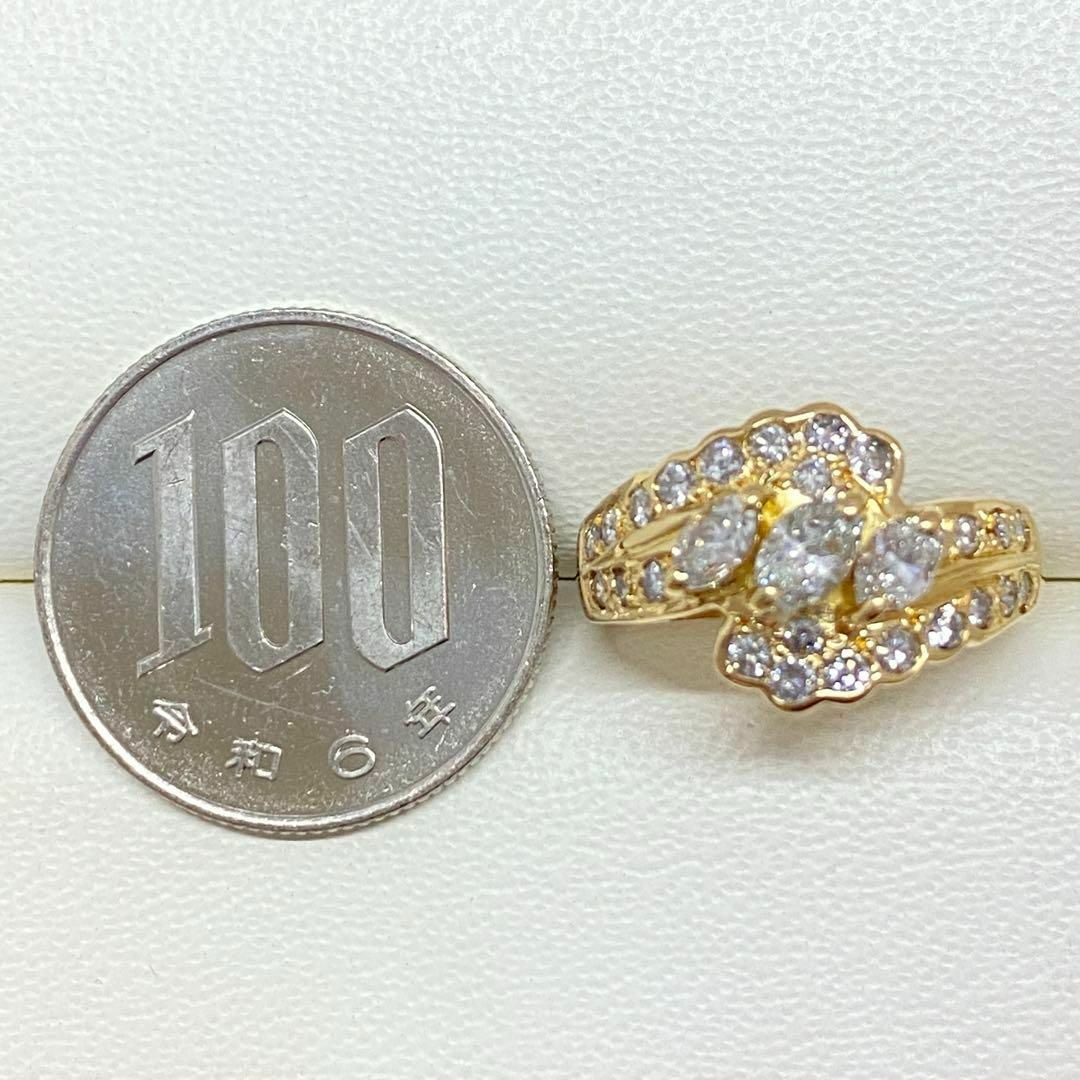K18 天然ダイヤモンドリング D1.00ct サイズ13.3号 幅広 3.9g K18 天然ダイヤモンドリング D1.00ct サイズ13.3号 幅広 3.9g
