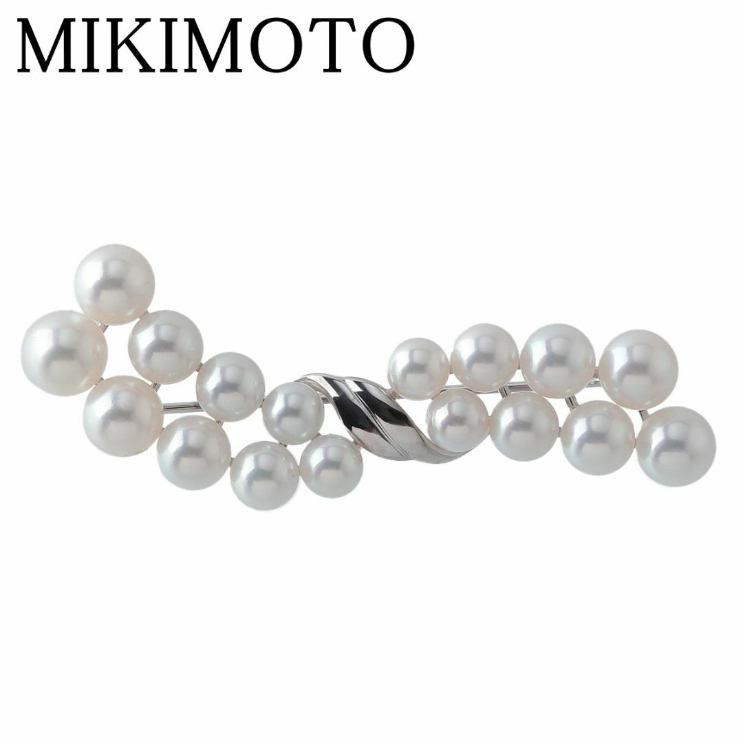 MIKIMOTO - ミキモト パール ブローチ PB-1346U アコヤパール5.5mm～7.5mm K18WG 新品仕上げ済 MIKIMOTO【19064】