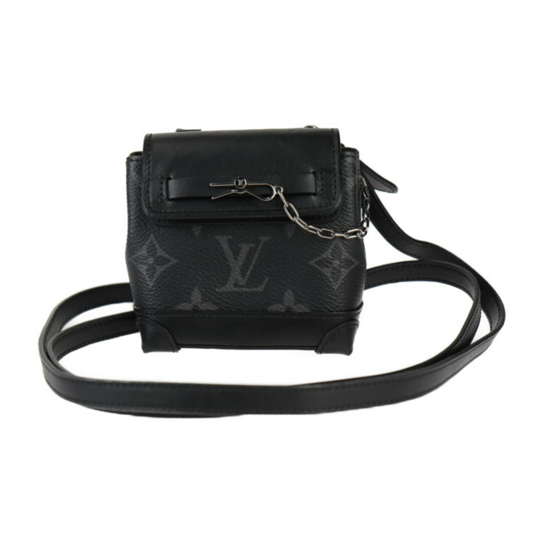LOUIS VUITTON - LOUIS VUITTON ルイ ヴィトン モノグラム エクリプス ポルトクレ ミニ スティーマー ショルダーバッグ M00340 PVC レザー  ブラック グレー シルバー金具 ポシェット キーリング ビトン 【本物保証】