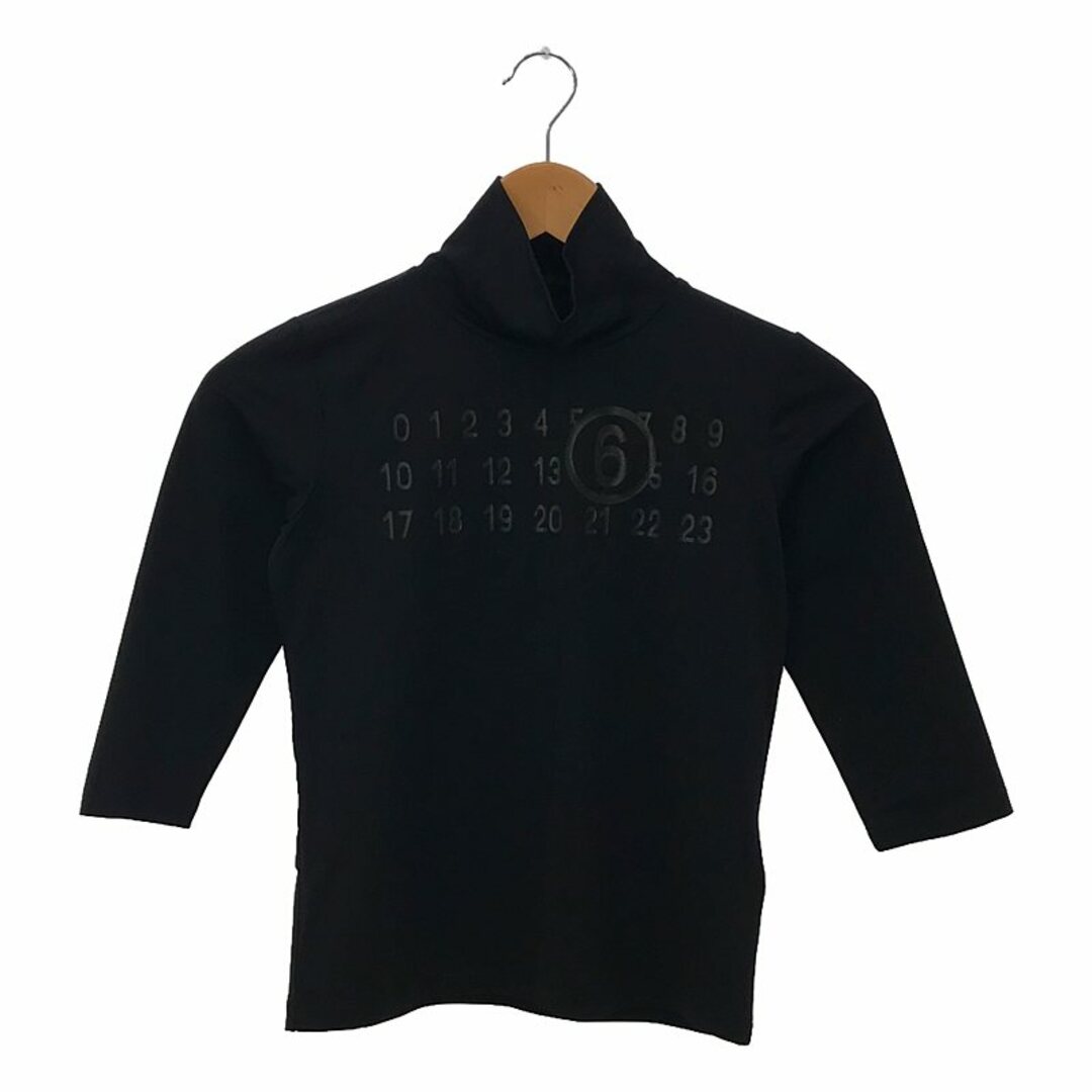 【美品】  MM6 Maison Margiela / エムエムシックスメゾンマルジェラ | 2023SS | ロゴ ストレッチ ハイネック カットソー トップス | M | ブラック | レディース