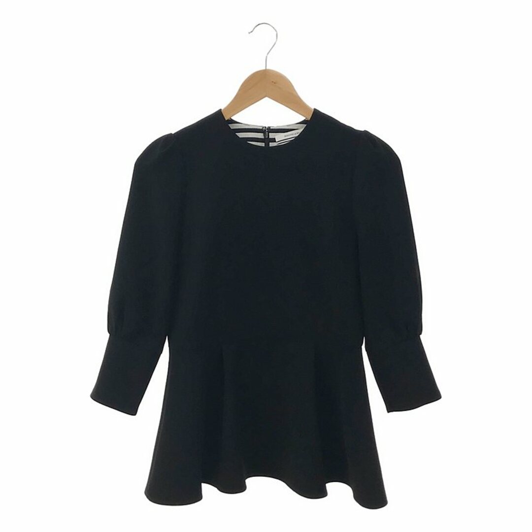 borders at balcony 36 ぺプラムブラウス ブラック ボーダー borders at balcony 36 ぺプラムブラウス ブラック ボーダー