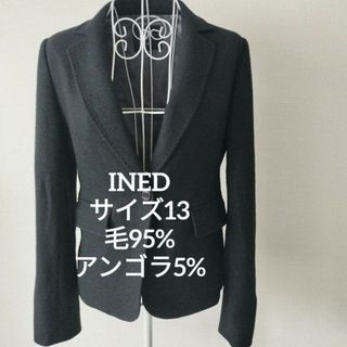 イネド(INED)の【送料無料】INED ブラック ジャケット アンゴラ ウール サイズ13(テーラードジャケット)