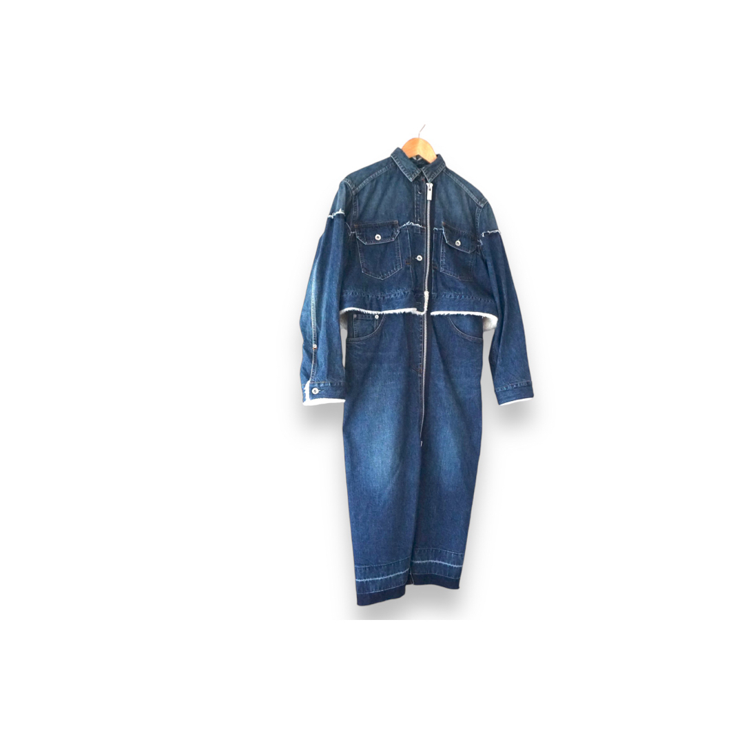sacai - sacai サカイ ジップアップボアデニム ドレスワンピース sacai - sacai サカイ ジップアップボアデニム ドレスワンピース