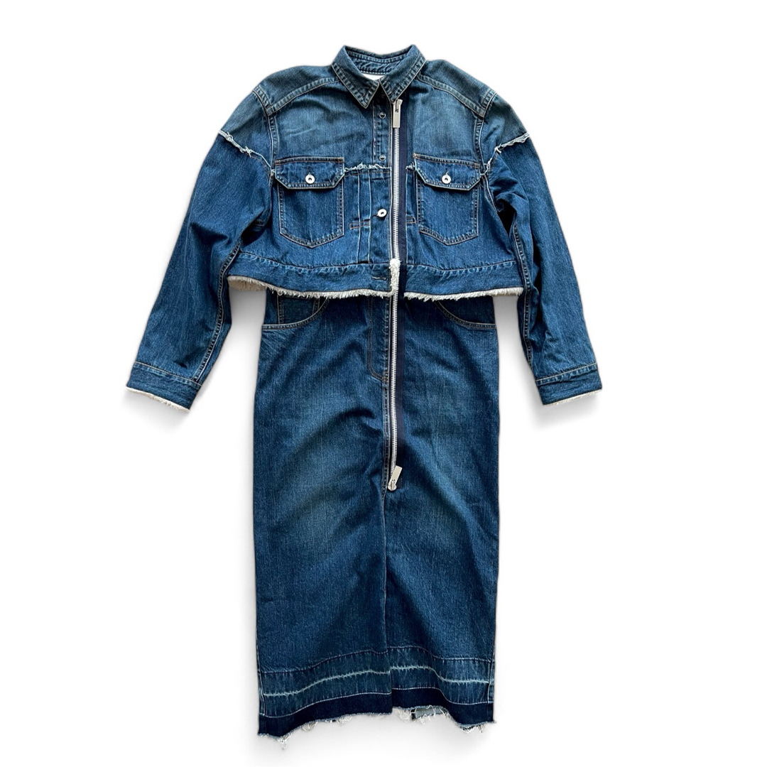 sacai - sacai サカイ ジップアップボアデニム ドレスワンピース sacai - sacai サカイ ジップアップボアデニム ドレスワンピース