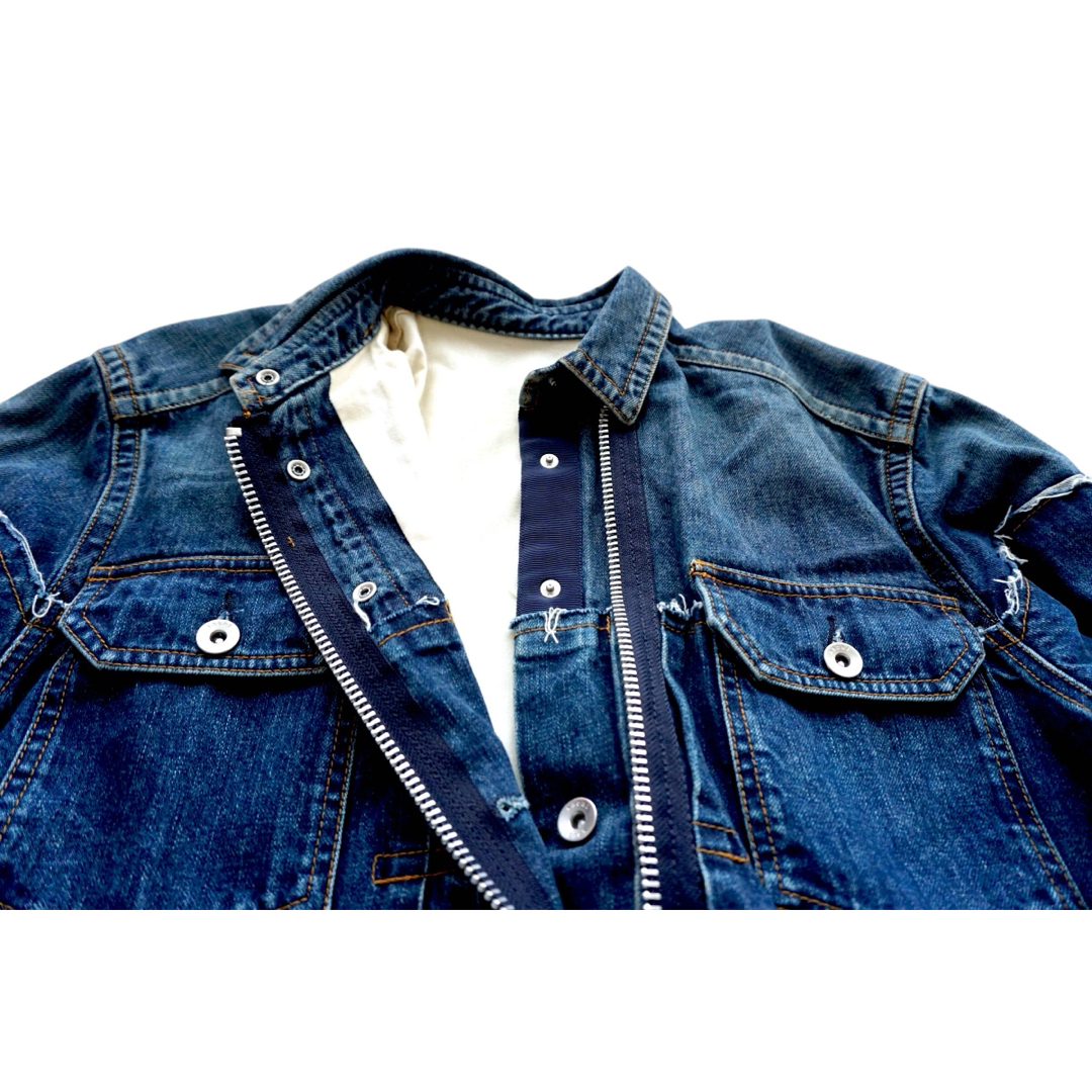 sacai - sacai サカイ ジップアップボアデニム ドレスワンピース sacai - sacai サカイ ジップアップボアデニム ドレスワンピース