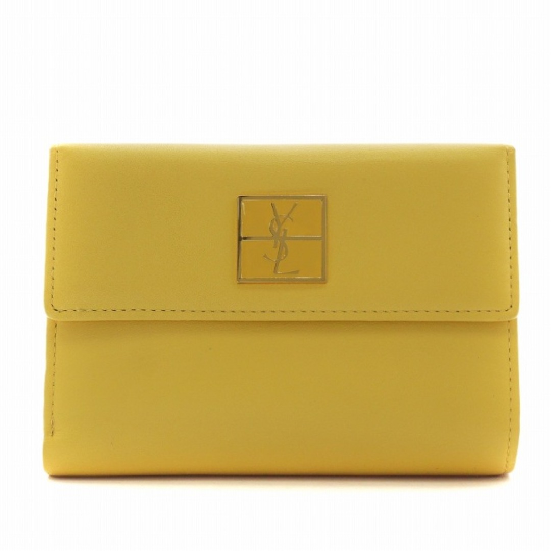 イヴサンローラン YSL カサンドラロゴ 財布 二つ折り レザー 黄 イヴサンローラン YSL カサンドラロゴ 財布 二つ折り レザー 黄