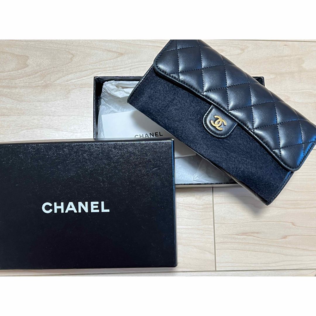 CHANEL - CHANEL 長財布 キルティング 黒 認証カード付き 長財布 CHANEL - CHANEL 長財布 キルティング 黒 認証カード付き 長財布