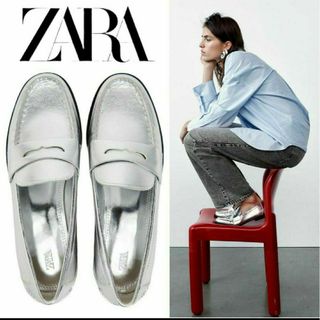 ZARA - 【ほぼ新品】ZARA レザーブロックヒール ローファー 36の ZARA - 【ほぼ新品】ZARA レザーブロックヒール ローファー 36の