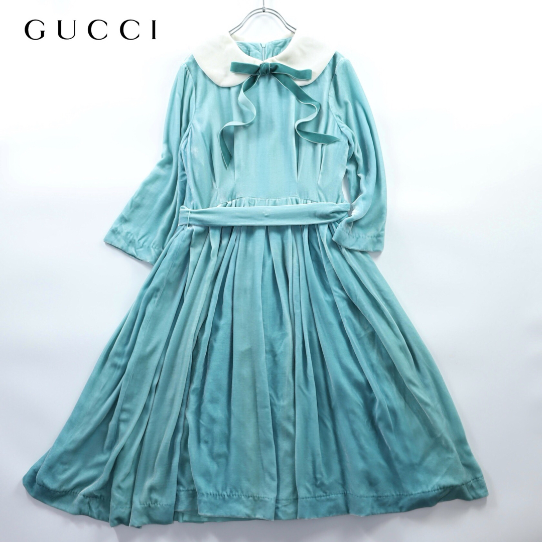 2023AW 未使用 GUCCI グッチ レア ベルベット ドレス ワンピース 2023AW 未使用 GUCCI グッチ レア ベルベット ドレス ワンピース