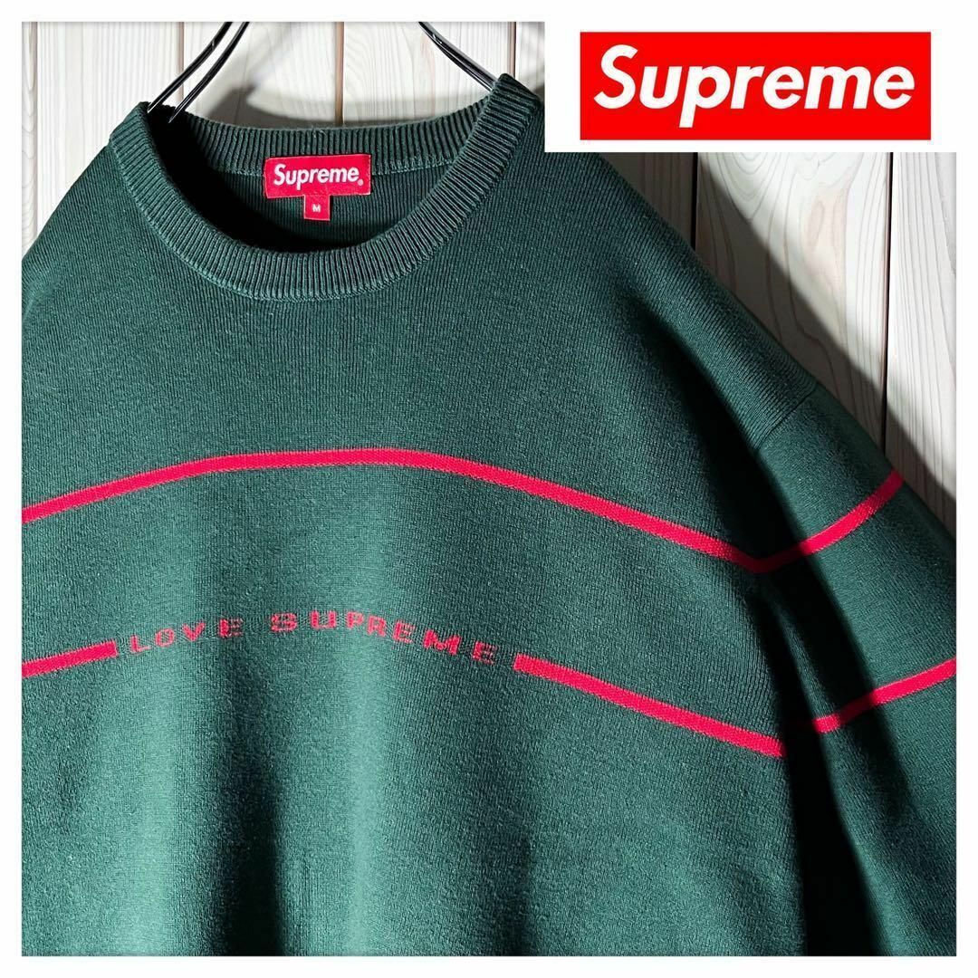 良品 M】シュプリーム supreme ラブ ライン セーター 緑 良品 M】シュプリーム supreme ラブ ライン セーター 緑