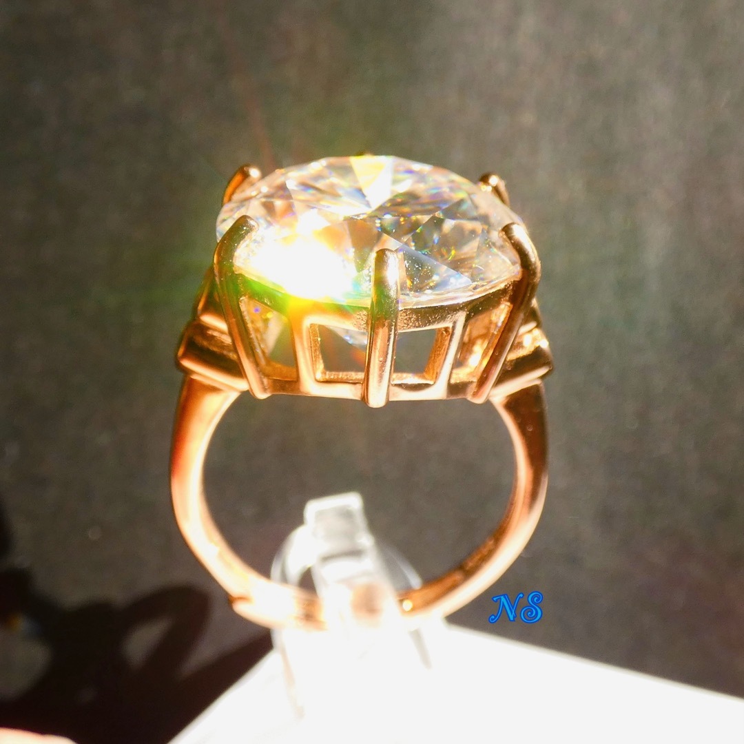モアサナイト 指輪 12ct 15mm フリーサイズ ローズゴールドカラー モアサナイト 指輪 12ct 15mm フリーサイズ ローズゴールドカラー