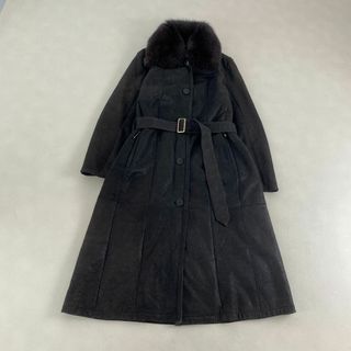 ヴィンテージ(VINTAGE)のヴィンテージ　ムートンコート　ロング丈　フォックス　ベルト付　38 M L相当(ムートンコート)