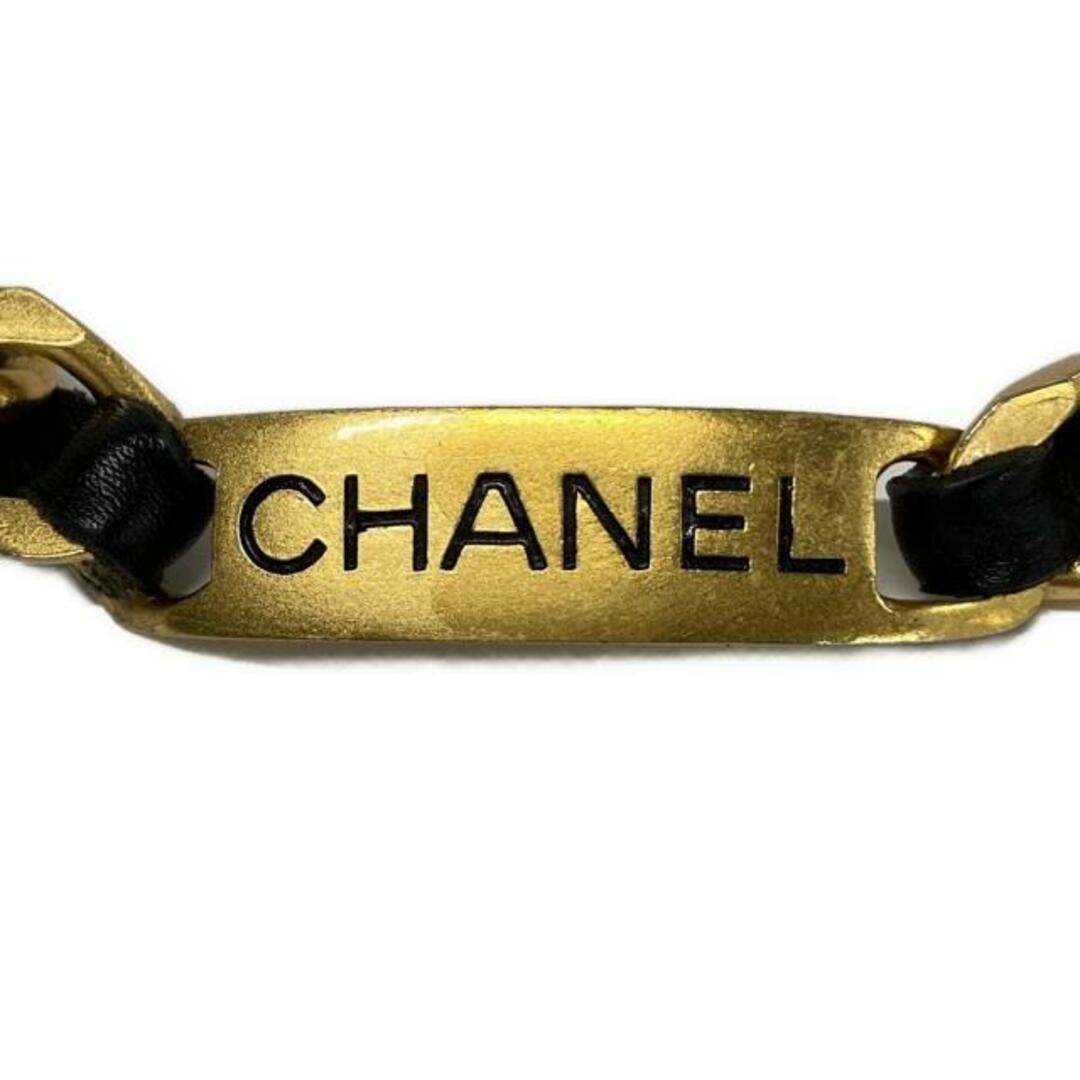 ファッションデザイナー ブレスレット CHANEL(シャネル) - 黒×ゴールド レザー その他