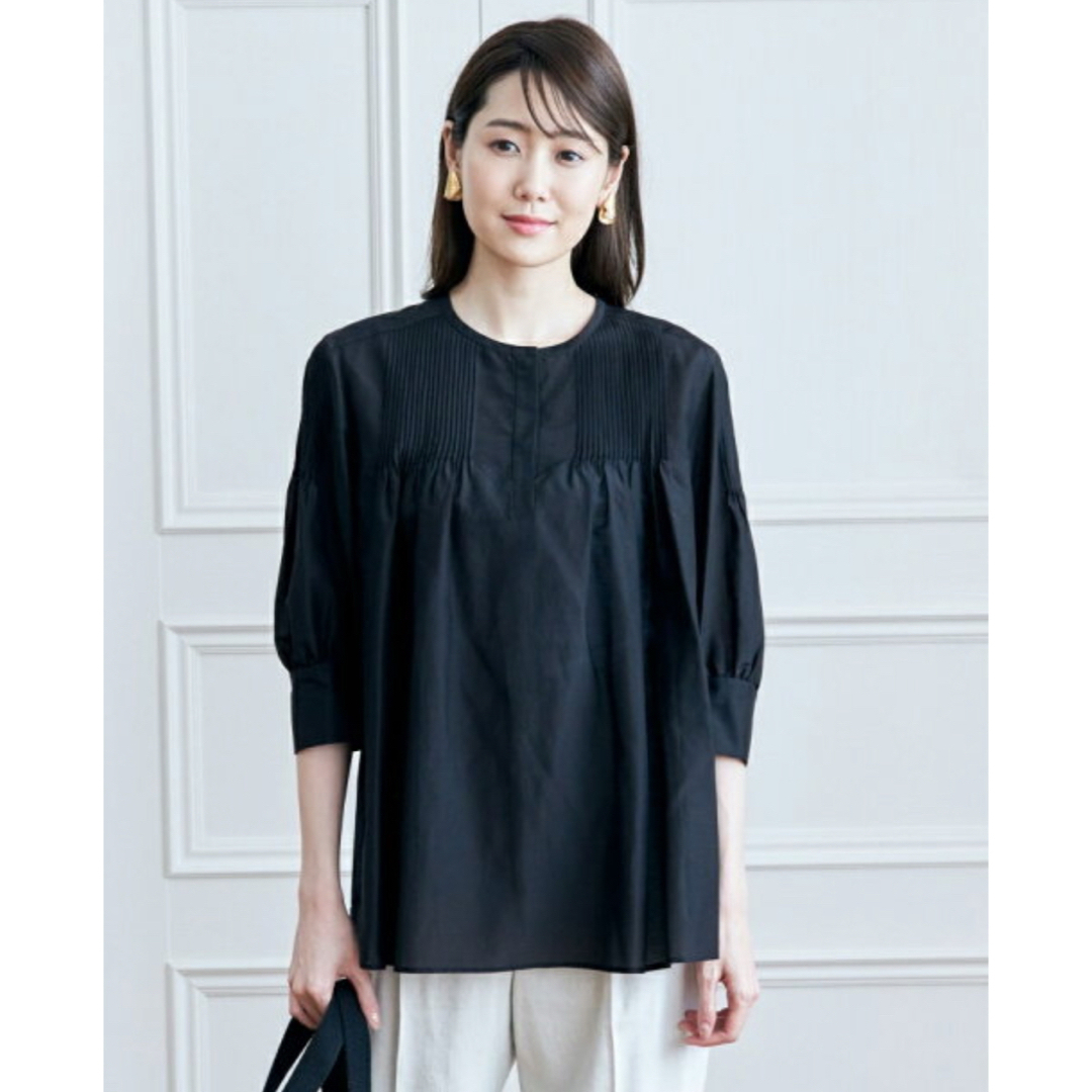 ANAYI - アナイ ブラウス 秋服 ピンタック 絹 綿 シャツ ANAYI - アナイ ブラウス 秋服 ピンタック 絹 綿 シャツ