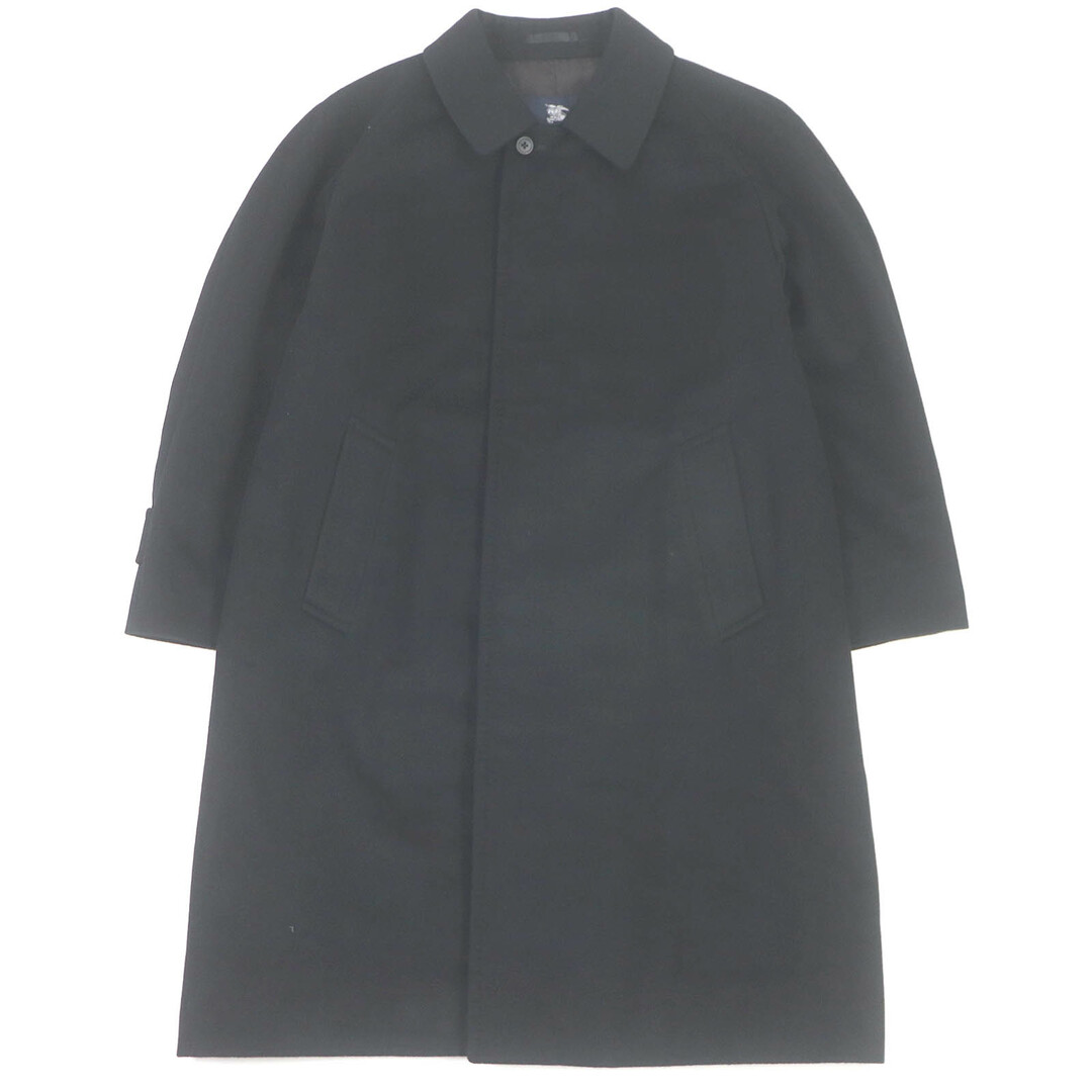 極美品□BURBERRY LONDON バーバリーロンドン カシミヤ100% 裏ホースロゴ総柄 ステンカラーコート ブラック 90-165-4 日本製 正規品 メンズ