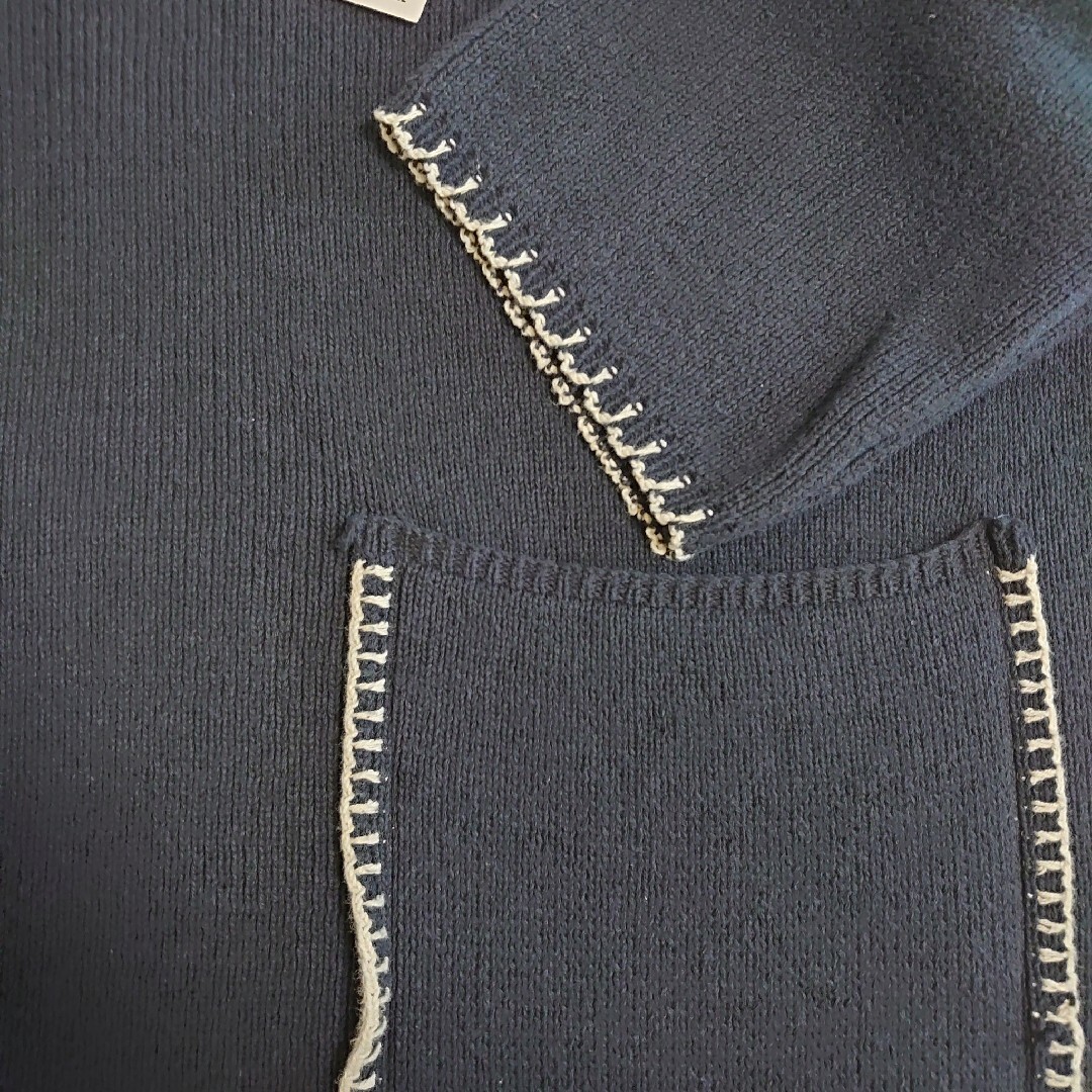 ZARA - ZARA トップ ステッチ ニット セーター ネイビー ブルー ZARA - ZARA トップ ステッチ ニット セーター ネイビー ブルー
