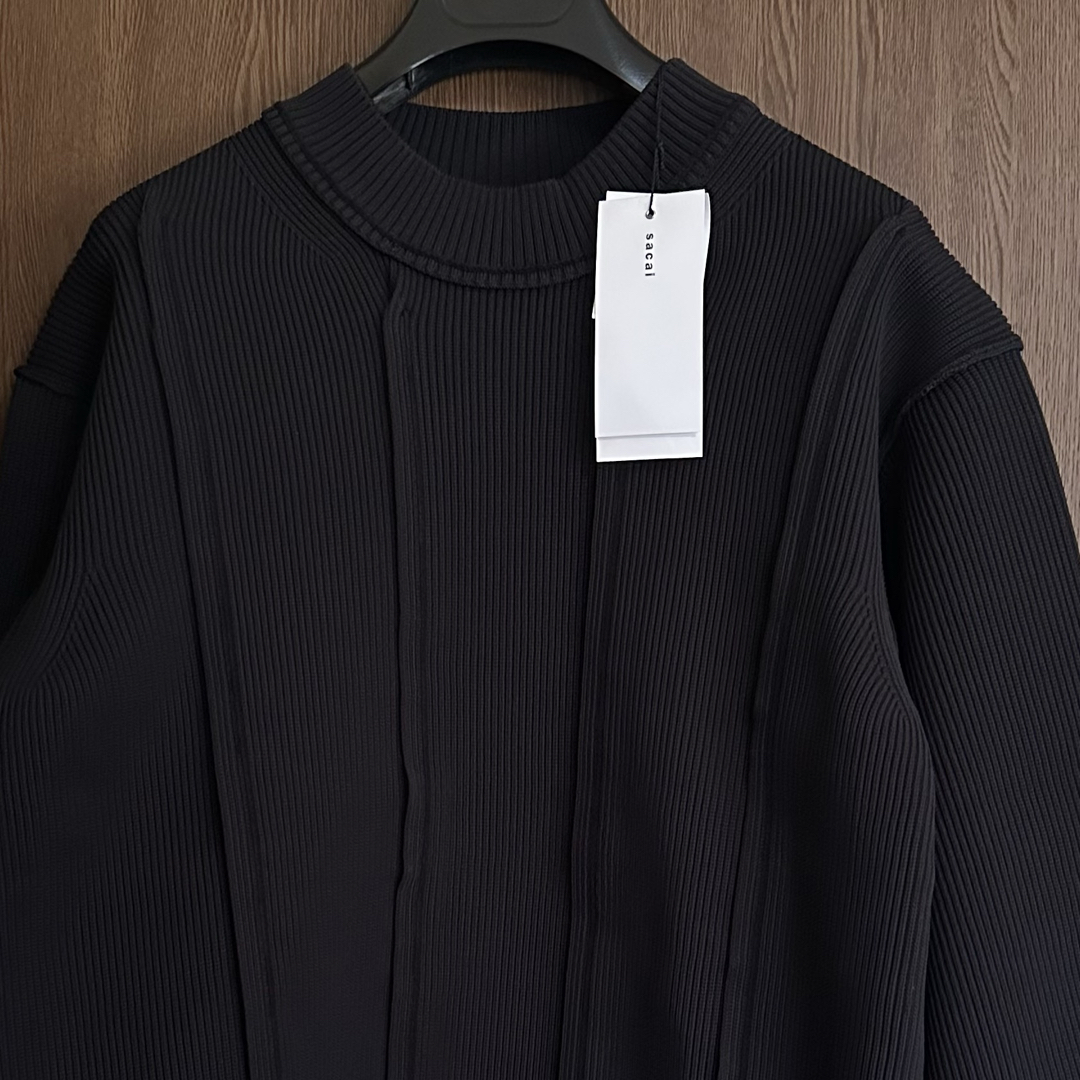 sacai - 黒2新品58%of sacai メンズ ルーズ アウトシーム ニット sacai - 黒2新品58%of sacai メンズ ルーズ アウトシーム ニット